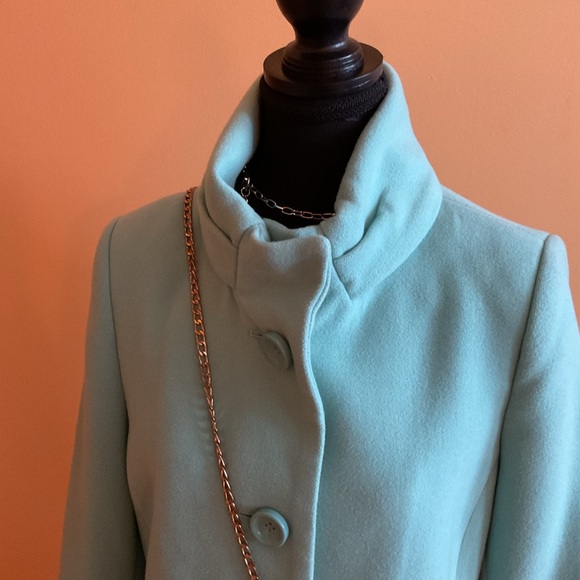 Jessica Light Aqua Stand Up Collar Jacket with Scarf Size 6 - Picture 7 of 16